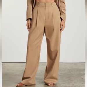 New Everlane Way High Drape Pants Wide Leg Size 16 Short Tan/Ash Brown